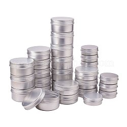 Runde Aluminiumdosen, Aluminiumglas, Vorratsbehälter für Kosmetika, Kerzen, Süßigkeiten, mit Schraubdeckel, Platin Farbe, 5.2~6.8x2~3.5 cm