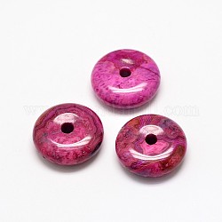 Dyed Natural Crazy Agate Pendants, Donut/Pi Disc, 30x9mm, Hole: 4mm