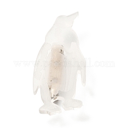 ペンギンラペルピン  鉄のピンが付いている透明な樹脂ブローチ  ステンレス鋼色  透明  50x22x8.8mm