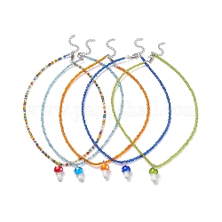 Женские ожерелья с подвесками в виде грибов ручной работы лэмпворк, стекло бисер бисера ожерелья, разноцветные, 16.10 дюйм (40.9 см)