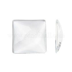 Transparent Glass Square Cabochons, Clear, 25x25x6mm