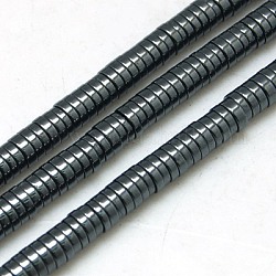Non magnetici perle ematite sintetico fili, perline Heishi, Disco / rotondo piatta, nero placcato, 4x1mm, Foro: 1 mm, 15.7 pollice