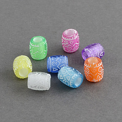 Perles européennes en acrylique transparente, baril, Perles avec un grand trou   , couleur mixte, 9x8mm, Trou: 4mm