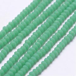 Opache perle di vetro fili, sfaccettato, rondelle, acquamarina media, 2.5x1.5~2mm, Foro: 0.5 mm, circa 185~190pcs/filo, 13.7 pollice~14.1 pollici