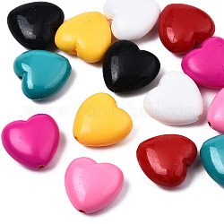 Perline acrilico opaco, cuore, colore misto, 17x18x8.5mm, Foro: 1.6 mm