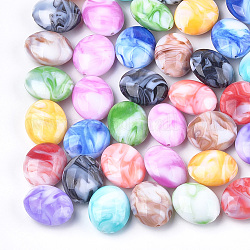 Perles acryliques, pierre d'imitation, ovale, couleur mixte, 22x18x10mm, trou: 1.8 mm, environ 205 pcs / 500 g