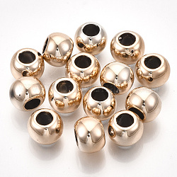 UV Plating ABS Plastic European Beads, Large Hole Beads, Round, Rose Gold, 8x6mm, Hole: 4.5mm