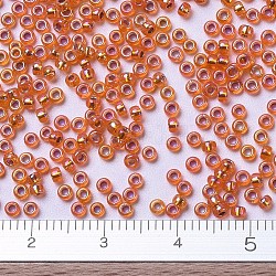 Perles rocailles miyuki rondes, Perles de rocaille japonais, 11/0, (rr1008) argenté orange ab, 2x1.3mm, Trou: 0.8mm, environ 50000 pcs / livre