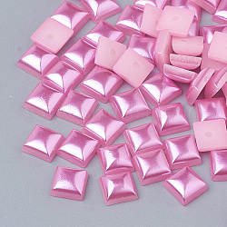Cabochon in abs con imitazione plastica, quadrato, rosa caldo, 6x6x3.5mm, circa 5000pcs/scatola