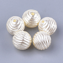 Perles en acrylique de perle d'imitation, perles de ruche, ronde, beige, 10x9mm, Trou: 1.6mm, environ 1000 pcs/500 g