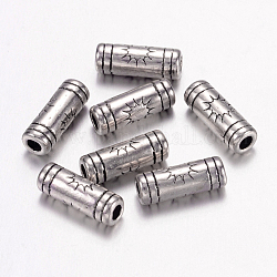 Stile tibetano perline tubo in lega,  piombo & nichel & cadmio libero, argento antico, circa 3.5 mm di larghezza, 9.5 mm di lunghezza, Foro: 2 mm