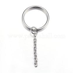 304 Stainless Steel Split Key Rings, Keychain Clasp Findings, Stainless Steel Color, 73mm