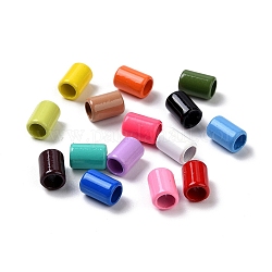 Perlas de aleación pintadas con aerosol para enchapado en estante de columna para la fabricación de joyas, Sin cadmio y níque y plomo, color mezclado, 6.5x4.5mm, agujero: 3.3 mm