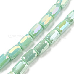 Chapelets de perles en verre, de couleur plaquée ab , colonne facettes, aigue-marine moyenne, 6x4mm, Trou: 0.8mm, Environ 80 pcs/chapelet, 20.08''~20.47'' (51~52 cm)