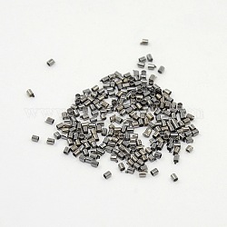 Messing Crimpperlen, cadmiumfrei und bleifrei, Tube, Metallgrau, 1.5x1.5 mm, Bohrung: 1 mm