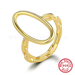 925 кольцо на палец из стерлингового серебра, полый овал, реальный 18k позолоченный, внутренний диаметр: 17 мм