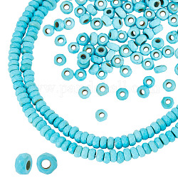 arricraft 2 Strands Synthetic Turquoise Rondelle Loose Beads Strands, Faceted Blue Gemstone Spacer Beads Stone Stopper Beads Slice Beads for DIY Bracelets Necklace Jewelry Making Craft