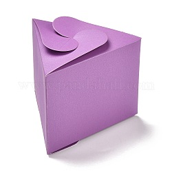 三角キャンディー紙箱  ソリッドカラーのギフト包装箱  結婚式のベビーシャワーのパーティーの好意のために  ミディアム蘭  10.4x11.9x9cm