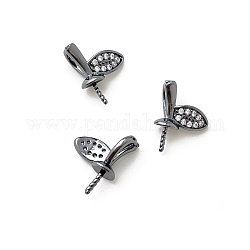 Ciondoli a forma di perno con micro pavé di ottone e zirconi cubici trasparenti, per la produzione di perle barocche, canna di fucile, 8x10mm