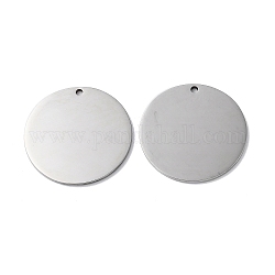 304 Stainless Steel Pendants, Stamping Blank Tag, Flat Round Charm, Stainless Steel Color, 30x1.3mm, Hole: 1.8mm