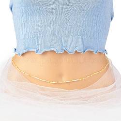 Summer Jewelry Waist Beads, Body Chain, Faceted Glass Beaded Belly Chain, Bikini Jewelry for Woman Girl, Yellow, 31-1/2 inch(80cm), Beads: 3x2.5mm