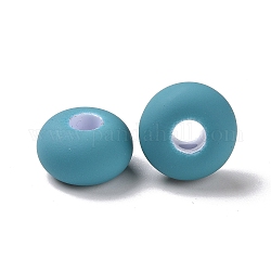 Gummierte Stil Acryl europäischen Perlen, Großloch perlen, Rondell, Medium türkis, 16x9 mm, Bohrung: 5 mm, ca. 330 Stk. / 500 g