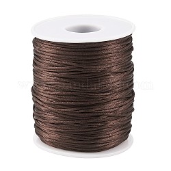 Cordón de poliéster, cordón de cola de rata de satén, coco marrón, 1.5mm, aproximamente 100 m / rollo