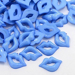 Acrylic Lip Shaped Cabochons, for Valentine's Day, Cornflower Blue, 18x13x3.5mm