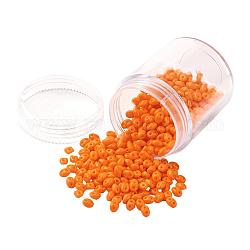 Perles de rocaille tchèques, 2-trou, couleurs opaques, orange foncé, 5x3.5x3mm, Trou: 0.5mm, environ 630 pcs / boîte