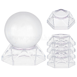 Cornice espositiva in acrilico gorgecraft 6 pz, per il display della sfera di cristallo, poligono, chiaro, 5.1x5.9x2.3cm, diametro interno: 4.35x4.7 cm