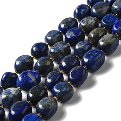 Brins de perles de lapis lazuliib naturel, ovale, 9.5~19.5x8~13.5x5.5~13mm, Trou: 0.9~1.2mm, Environ 24~27 pcs/chapelet, 14.96~15.55'' (38~39.5 cm)