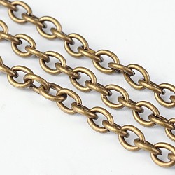 Iron Cable Chains, Unwelded, with Spool, Oval, Lead Free & Nickel Free, Antique Bronze, 6.2x4.5x1.2mm