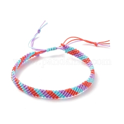 Bracelet de perles tressées en cordon de nylon, bracelet porte-bonheur réglable d'amitié pour les femmes, colorées, diamètre intérieur: 2~3-1/4 pouce (5.2~8.3 cm)