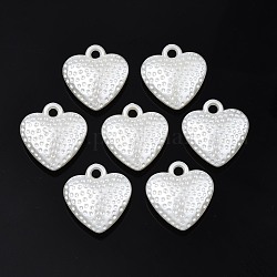 Colgantes de perlas de imitación de plástico abs, corazón, blanco cremoso, 19x18x6.5mm, agujero: 2 mm, aproximamente 550 unidades / 500 g