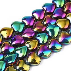 Electroplate Glass Beads Strands, Half Plated, Heart, Golden Plated, 9~10x10x5.5mm, Hole: 0.8mm, about 70~71pcs/strand, 25.20 inch~ 26.38 inch(64~67cm)