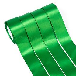 Ruban de satin à face unique, Ruban de polyester, verte, 2 pouce (50 mm), environ 25yards / rouleau (22.86m / rouleau), 100yards / groupe (91.44m / groupe), 4 rouleaux / groupe