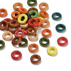 Donuts anillos de enlace de madera, teñido, sin plomo, color mezclado, 12x4mm, agujero: 6 mm