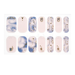 Envolturas de uñas ombre de cobertura completa, tiras de uñas de calle de color en polvo con purpurina, autoadhesivo, para decoraciones con puntas de uñas, rubor lavanda, 24x8mm, 14pcs / hoja