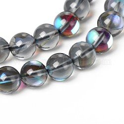 Synthetical Moonstone Round Beads Strands, Holographic Beads, Dyed, Dark Slate Gray, 12mm, Hole: 1mm, about 33pcs/strand, 15.5 inch