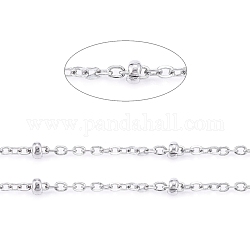 304 Stainless Steel Cable Chains, Satellite Chains, Soldered, with Spool, Stainless Steel Color,1.5x1.2x0.2mm, Rondelle: 2x1mm, about 32.8 Feet(10m)/roll