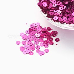 Accessori ornamentali paillette / paillettes in plastica, ingranaggio, rosa intenso, 4~5x0.1mm, Foro: 1 mm