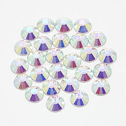 Cabujones de rhinestone de vidrio plano, espalda plateada, semicírculo, crystal ab, ss10, 2.8mm, aproximamente 1440 unidades / bolsa