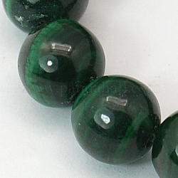 Chapelets de perles en malachite naturelle, ronde, verte, 4~5mm, Trou: 0.7mm, 40 pcs / chapelet, 8 pouce