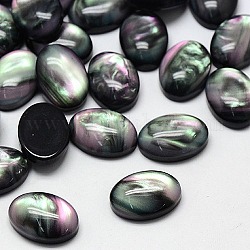 Cabuchones de resina, cáscara de imitación, oval, negro, 18x13x4mm