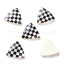 Cabochons en résine opaque, triangle avec motif quadrillé, noir, 16x16x5mm