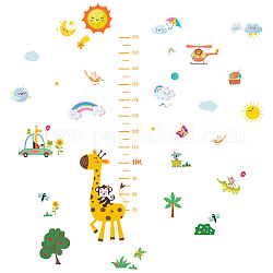 PVC-Höhenwachstumsdiagramm-Wandaufkleber, für Kinder, die Linealhöhe messen, Giraffe, Farbig, 900x390 mm, 3 Blätter / Satz