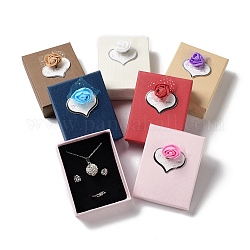 Boîtes de kit de bijoux en carton, rectangle avec des fleurs en mousse, couleur mixte, 9.1x7x2.9~3.8 cm