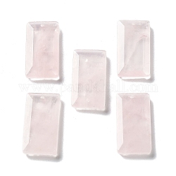 Ciondoli quazo rosa naturale, ciondoli rettangolari sfaccettati, 25x13x4~4.5mm, Foro: 1 mm
