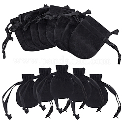 Nbeads pochettes à bijoux en velours sacs, sac-cadeau, noir, 10 cm