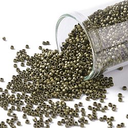 TOHO Round Seed Beads, Japanese Seed Beads, (223F) Opaque Frosted Antique Bronze, 15/0, 1.5mm, Hole: 0.7mm, about 15000pcs/50g